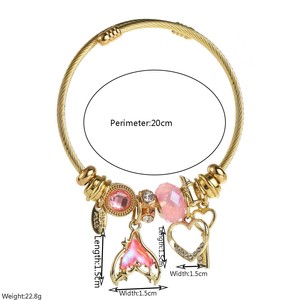 <span class=keywords><strong>Nueva</strong></span> <span class=keywords><strong>Pulsera</strong></span> Panjiadora Estilo Vacaciones en la Playa, Corte Brillante, Chapada en Oro, Acero Inoxidable, Diseño de Estrella de Mar para Mujer - Product Image 2