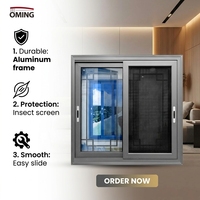Fenêtres à double vitrage au design moderne, profil en alliage d'aluminium, ouverture battante, moustiquaire en acier inoxydable, pour salle de bain et cuisine