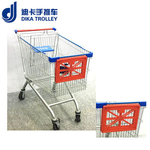 Supermarkt Hand Push Winkelen <span class=keywords><strong>Trolley</strong></span> Staal Materiaal Verzinkt Winkelwagen - Product Image 4