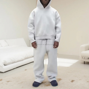 Sweat à capuche épais en éponge française de luxe et ensemble de pantalons de survêtement à jambe droite Streetwear lourd fabricant de survêtements en coton baggy - Product Image 2