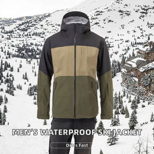 Veste de ski softshell décontractée pour homme de bonne qualité, imperméable, à fermeture éclair, pour l'hiver, en polyester, à capuche, séchage rapide, personnalisable sur le devant - Product Image 2