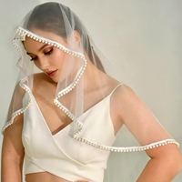YouLaPan VA28 voile de mariée monobloc sans peigne rond avec masque facial méthodes de port multiples décoration de style de mariage unique