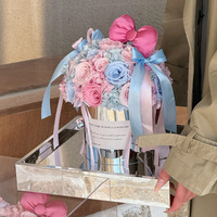 Éternel Préservé Fleur Arc Jardin Câlin Seau Rose Bouquet Saint Valentin Graduation Coffret Cadeau pour Amis et Besties