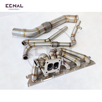 Colector de escape de acero inoxidable SS304 Ecnal para BMW B58 Gen1, kit de tubo de bajada de 3.5 pulgadas (89 mm) para turbo único T4