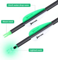 Lot de 6 flèches en carbone de 31 pouces avec pointes mécaniques et nocks lumineux pour tir à l'arc, chasse, arc à poulies et arc classique