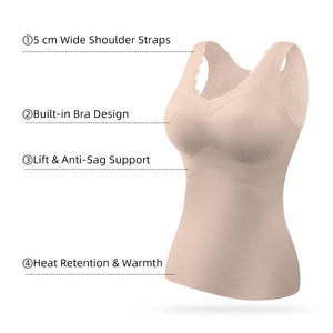 Débardeur thermique en cachemire sans couture, bretelles larges de 5 cm, rembourrage amovible, bord ondulé, <span class=keywords><strong>sous</strong></span>-vêtement chaud d'hiver - Product Image 3