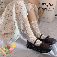 Chaussettes courtes respirantes et fines en dentelle florale style ballet pour femmes, modèle Mary Jane en maille, idéales pour l'été