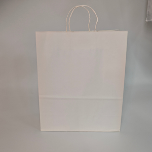 Bolsas de Papel Kraft Blancas Personalizadas con Asas para Compras, Bolsas de Papel Kraft Compostables con Logotipo Personalizado - Product Image 1