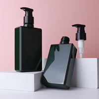 Bouteilles de shampooing en plastique carrées de luxe de 200ml avec tête de pompe en plastique noir