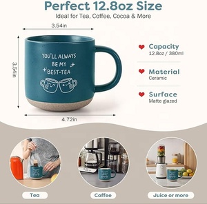 Tazza in gres opaco verde acqua con scritta 'Best-Tea', tazza da <span class=keywords><strong>caffè</strong></span> con fondo rustico per le bevande mattutine - Product Image 4
