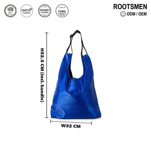 Bolsa Ecológica de Nailon Azul Personalizable con Cierre de Cremallera, Diseño Plegable, Asas Laterales y Traseras, y Logotipo Personalizado para Uso Diario - Product Image 1