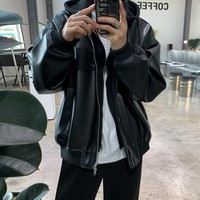 Veste à capuche noire de qualité supérieure pour homme, en similicuir PU, manteau personnalisé pour l'automne, vêtement d'extérieur pour un usage quotidien