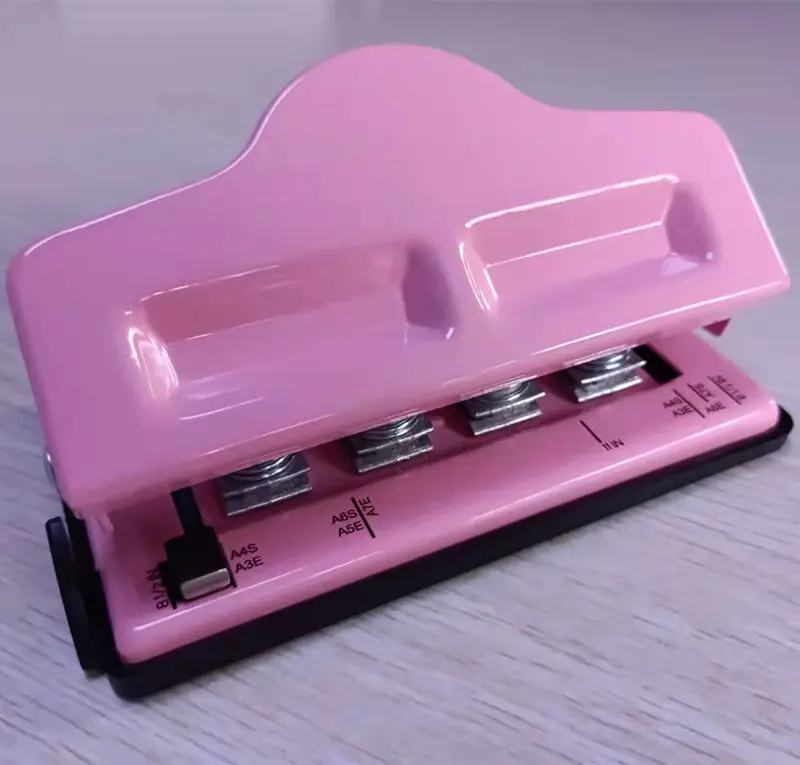 Perfurador de papel para perfuração de plástico, artesanato rosa com 4 buracos, cortador diy a4 a5 a6, perfurador de folha solta