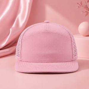 หมวกแก๊ปแบบ Snapback 7 แผง ระบายอากาศด้วยเลเซอร์ ทรงแบน สไตล์สตรีทแฟชั่น สำหรับกิจกรรมกลางแจ้ง ผลิตจากตาข่าย รับผลิตแบบ OEM ODM จากโรงงาน - Product Image 1