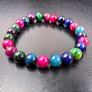 Mulheres dos homens Single-anel <span class=keywords><strong>Tiger</strong></span> <span class=keywords><strong>Eye</strong></span> Pulseira de Pedra Multi-Color Tigre de Ouro com Rosa Verde Colorido Tigre Moda Jóias Frisadas - Product Image 3