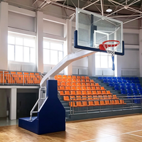 Panier de basket mobile en métal réglable en hauteur avec panneau arrière en verre trempé pour stade et salle de sport