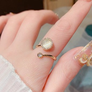 New Arrival Rotatable Cat Eye Stone Ring Gold Plated Round Diamond Opening Decompression Ring for Women Girls - Product Image 4