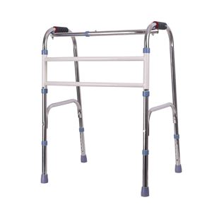 Wisdom And Health Stainless Steel Walking Aid With White Bar Foldable <b>For</b> Elderly And <b>Disabled</b> Support - Product Image 1