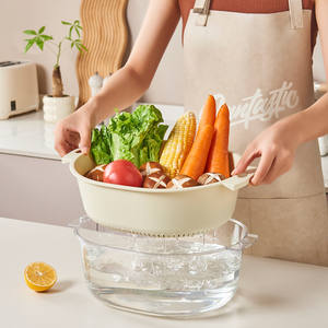 โฮมเชฟอ่างล้างผักสองชั้นพลาสติกตะกร้าระบายน้ำผลไม้ในครัวอเนกประสงค์ 1 ชิ้น - Product Image 5