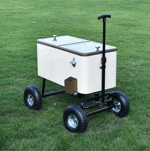 Glacière rétro de style américain pour camping en extérieur, grande capacité 80L, avec chariot de transport pour boissons froides et boissons gazeuses - Product Image 5