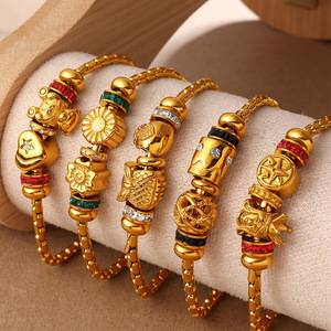 European American Gold <b>Adjustable</b> <b>Bracelet</b> Zinc Alloy Animal Shape Bezel Setting Unisex Jewelry - Product Image 1