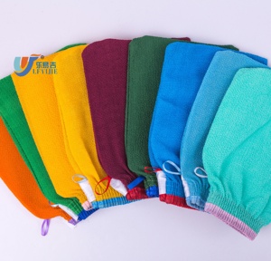 Gant de bain en rayonne noire simple 300D, gant de gommage en viscose du Maroc, gant magique exfoliant pour peaux mortes - Product Image 3