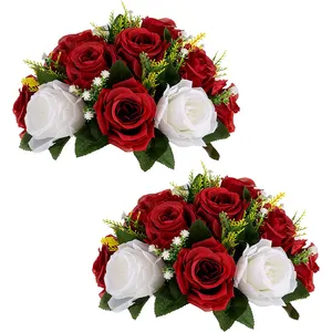 פרח כדורי חתונה עלה סידורי מלאכותי סידורי פרחים פרח זר של ורדים בית המפלגה שולחן DIY קישוטים