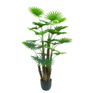 100-170CM Real Touch Bonsai Plant Fake Palm Tree Artificial Fan Palm Tree with Palm Fiber