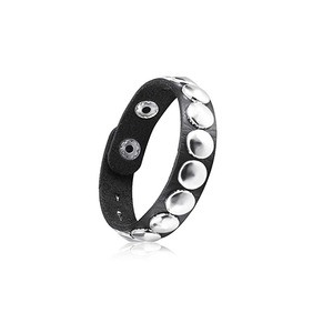 Pulseras Punk Rock con remaches decorativos para hombre y mujer, de cuero artificial negro - Product Image 6