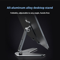 Supports ergonomiques pour tablette en alliage d'aluminium de qualité supérieure, réglables à plusieurs angles, pliables, universels, noirs, pour téléphone, pour la maison et le bureau