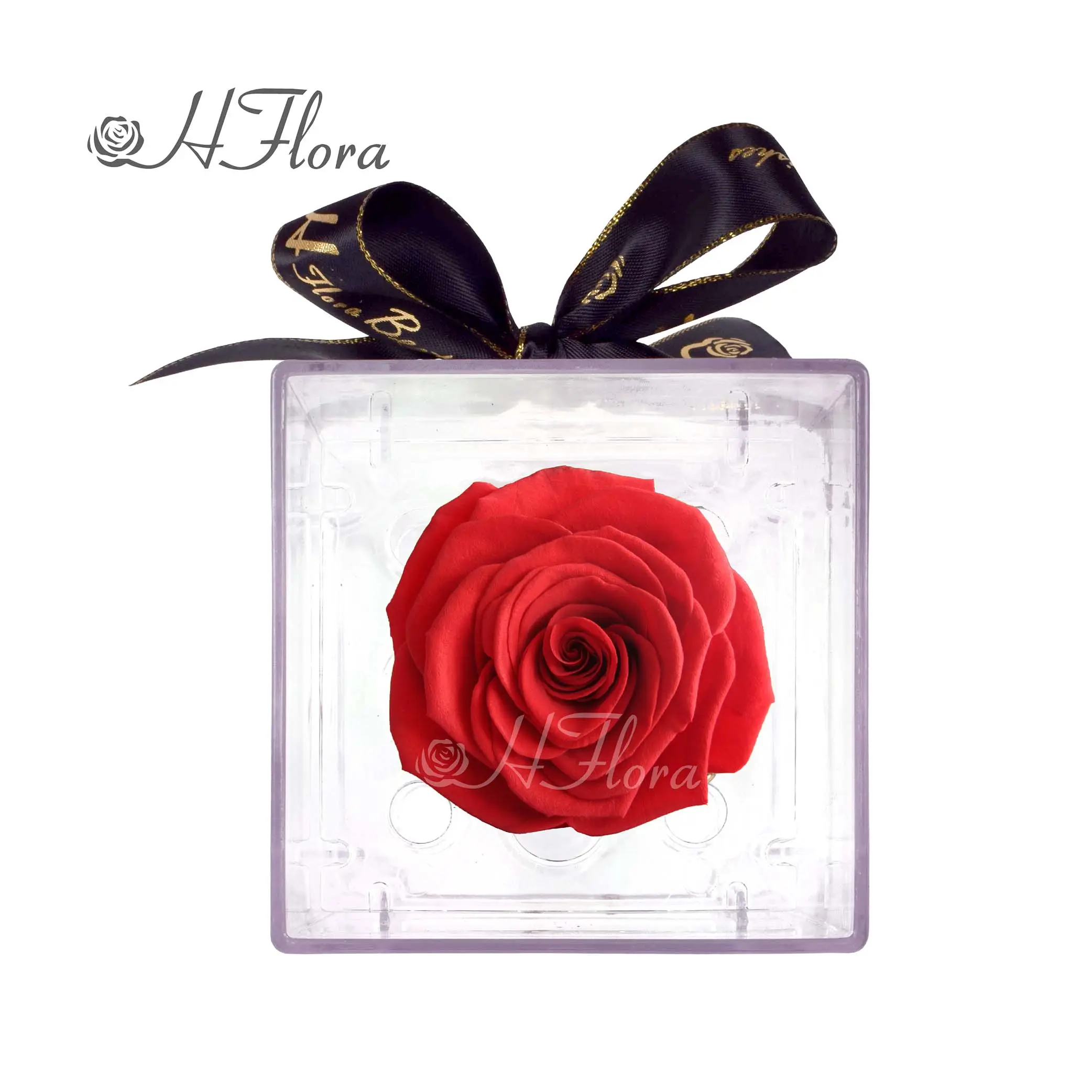 Акриловая неувядающая коробка для цветов Hflora, Высококачественная консервированная коробка для розы вечная роза в квадратной цветочной коробке, сохраняющие цветы