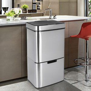 Hot bán 72L tự động tái chế thép thép không gỉ Thùng rác có thể cảm biến trong nhà nhà phòng tắm nhà bếp vuông container - Product Image 3