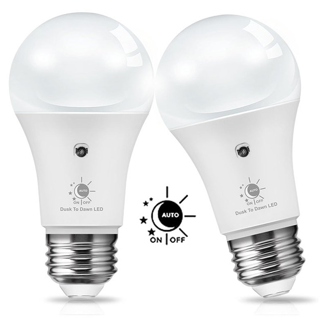 9W LED Bulb Light Photocell Sensor Lights E27 E26 Base Energy Dusk to Dawn Indoor Outdoor Porch Garage Driveway LED Light Bulbs