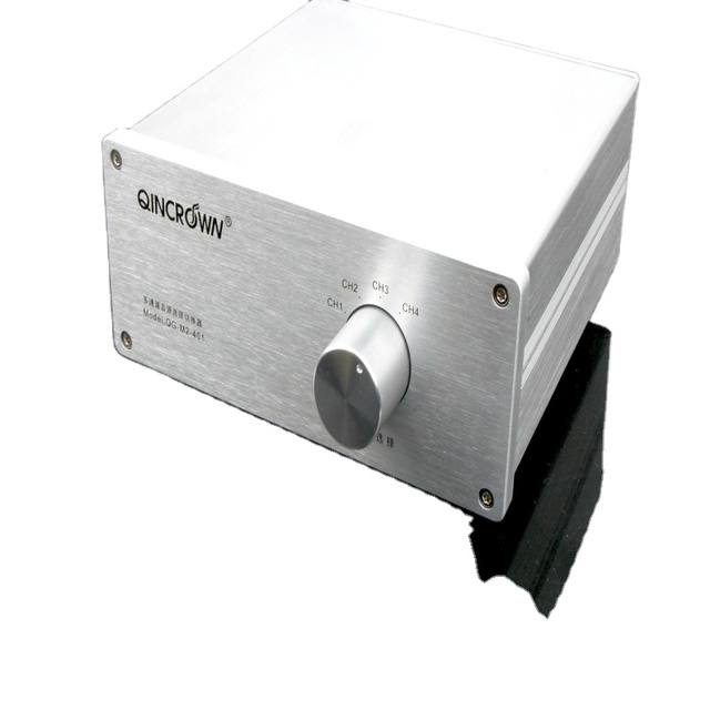 Quality Lossless Stereo CD 4-in-1 Audio Source Selector Switcher RCA Lotus Plug Black Metal Multi-Channel Audio Video Accessory