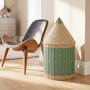 Cesta de almacenamiento tejida con forma de lápiz, organizador de juguetes a prueba de polvo con tapa para habitación de niños, uso doméstico - Product Image 1
