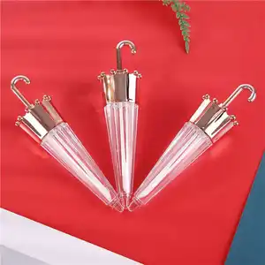 New fashion design 5ml umbrella shaped empty rose gold lip gloss tubes wand lipgloss containers
