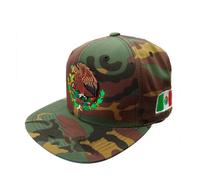 Camuflaje de alta calidad, Bandera de México, logotipo bordado, 6 paneles, fondo plano, algodón, borde plano, SnapBack, Gorras, gorra de camionero, gorra deportiva