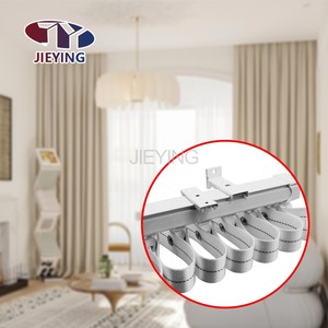 Rail de <span class=keywords><strong>rideau</strong></span> en alliage d'aluminium JIEYING, <span class=keywords><strong>double</strong></span> épaisseur, fixation murale simple, pliage en S, pour <span class=keywords><strong>plafond</strong></span> - Product Image 2