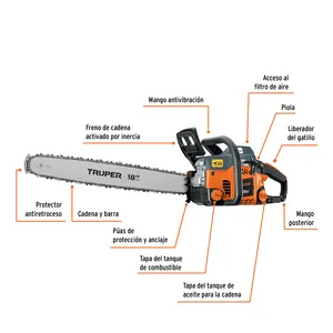 Tronçonneuse à essence Truper 50cc avec barre de 18 '20 pouces chaîne Oregon 2 temps caractéristique industrielle nouvel état OEM personnalisable - Product Image 2