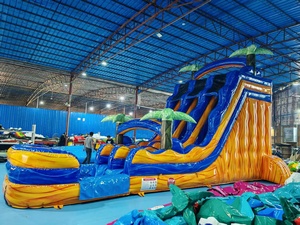 Toboggan sec gonflable pour adultes et enfants, toboggan aquatique commercial pour fête dans l'arrière-cour extérieure, maison gonflable au bord de l'eau avec piscine - Product Image 2