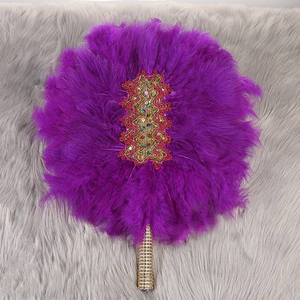 11 couleurs disponibles en stock, éventails à main en plumes de dinde nigériane teintes pour la décoration de mariage - Product Image 4