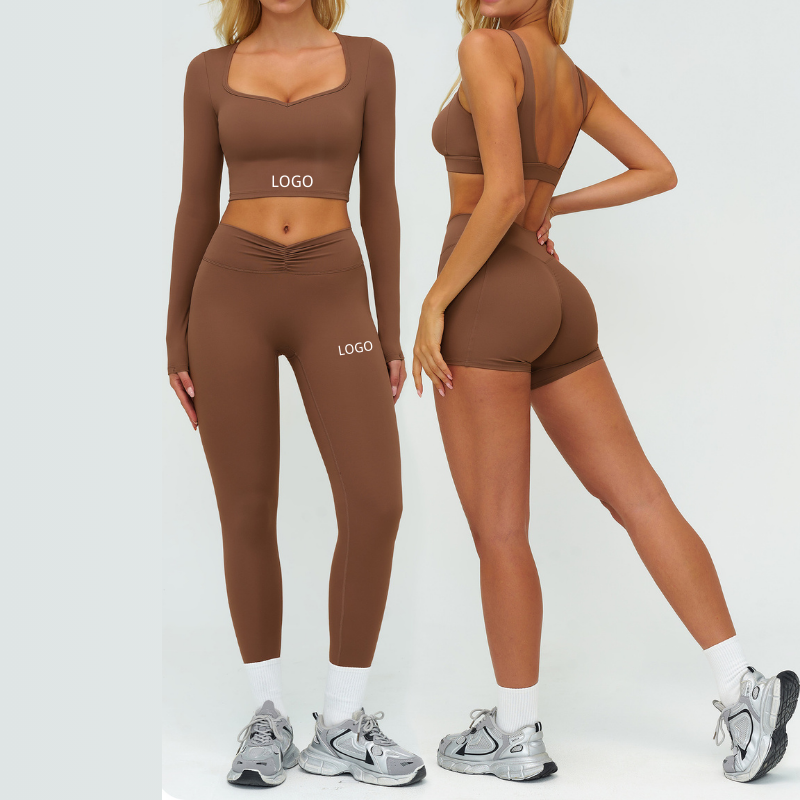 Women's Crew Neck Solid Pattern Spandex/Nylon 2-Piece Yoga Set Breathable Quick Dry Eco-Friendly Elastic Waist Flared Front