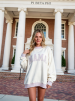 Sweater Wanita Mock Neck HD Print 400gsm Katun Fleece Oversized Hangat untuk Musim Dingin