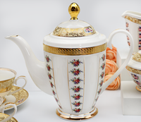 Service à thé en porcelaine avec os, style classique, européen, de luxe, haute qualité, théière, 17 pièces