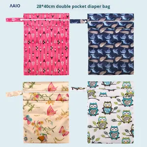 28*40cm tas penyimpanan tahan air poliester saku ganda peralatan basah kering dapat dicuci tas popok bayi grosir - Product Image 2