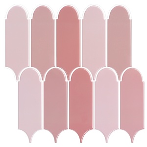 Revestimiento Autoadhesivo de Vinilo con Diseño de Plumas, 12 x 12 Pulgadas, Rosa y Verde (Juego de 10) - Product Image 1