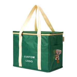 Sac isotherme personnalisé de haute qualité pour usine, grand sac repas isotherme en polyester, pliable, avec fermeture éclair, pour courses, avec logo et lettres - Product Image 1