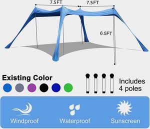 Carpa de Playa Plegable Ligera para 6 Personas, Protección Solar, para Verano - Product Image 5