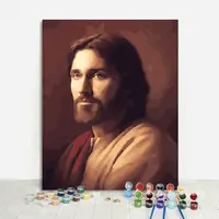 Lukisan Kerajinan Tangan Gambar DIY Impression Potret Yesus dengan Angka