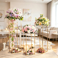 Support de fleurs rectangulaire en métal doré, colonne décorative pour mariage, événement, centre de table, décoration - Grande Vente